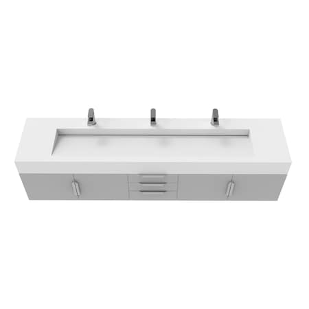Castello Usa Nile 84-inch Gray Vanity Set with White Top and Brushed Nickel Handles CB-MC-84G-BN-2053-WH